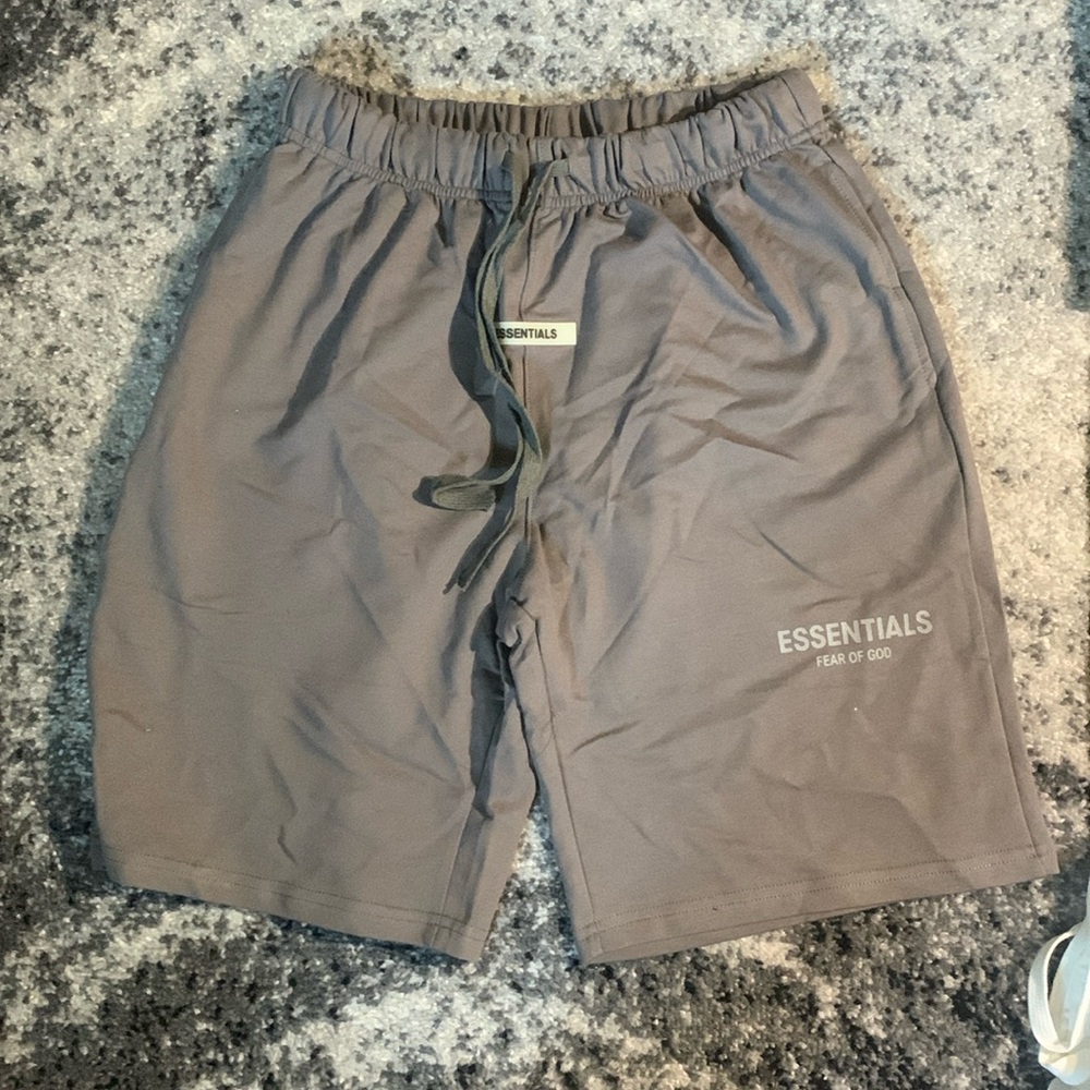 Essentials Fear of God Grey Cotton Logo Shorts Men’s Sizes S, M, L